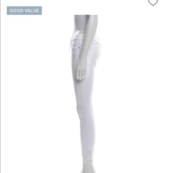 FRAME Le High Skinny Crop in Blanc Transit White Destroyed Stretch Jeans - Picture 6 of 9